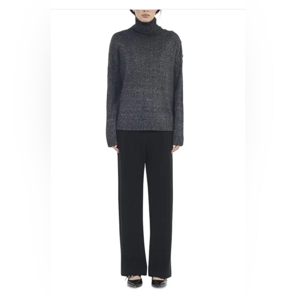The Kooples button-shoulder metallic black turtleneck sweater NWT - Picture 3 of 12